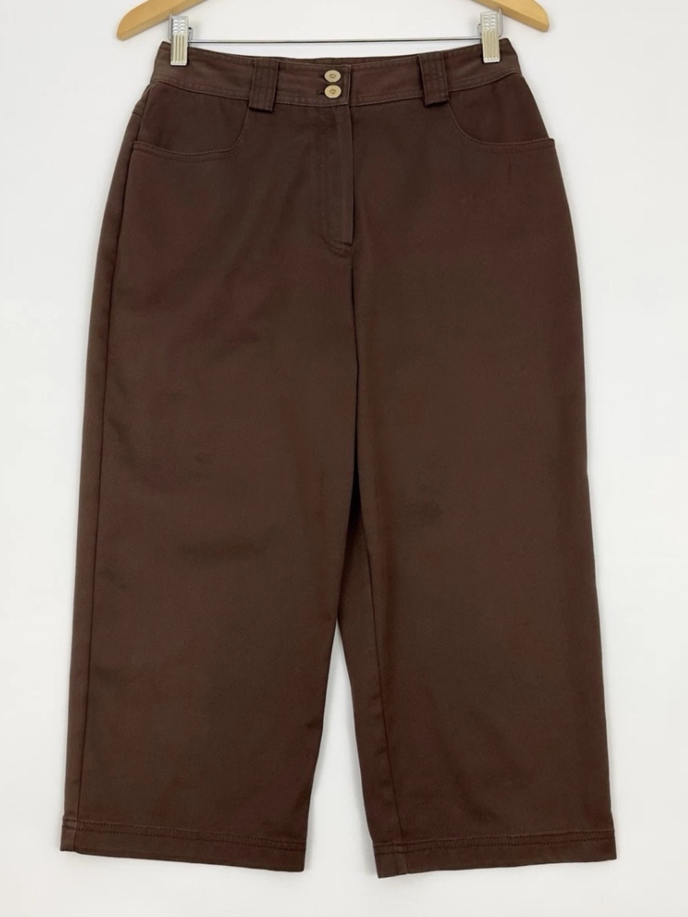 St. John Sport Brown Stretch Denim Cropped Pants Size 6